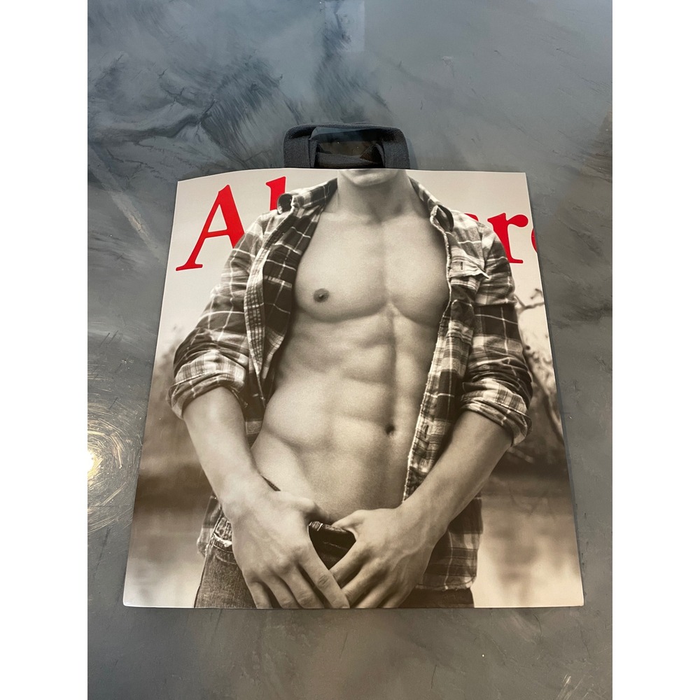 Abercrombie & Fitch VTG Y2K Male Model Shirtless Shopping Gift Bag Thick Muscles
